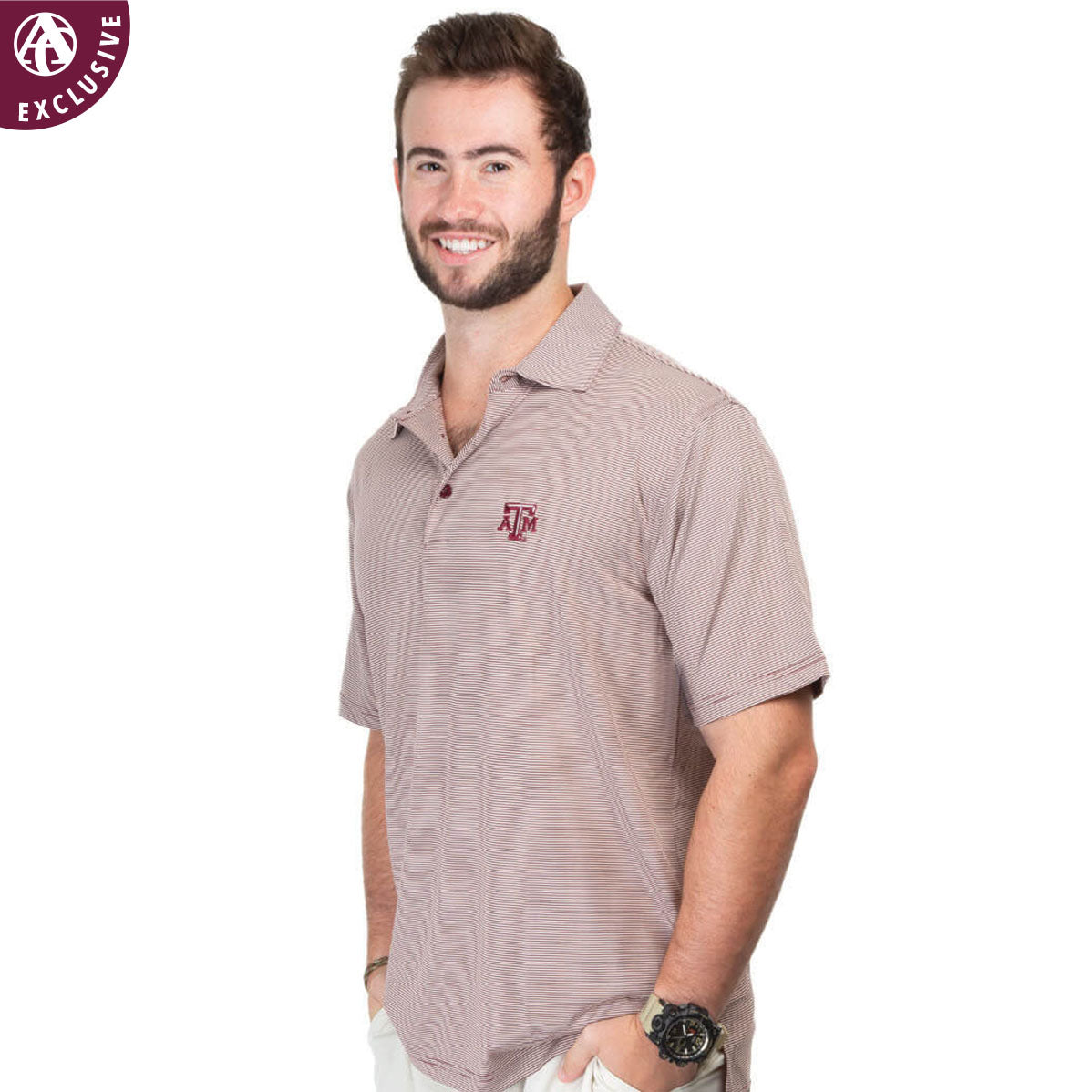 Texas A&M Micro Stripe Polo