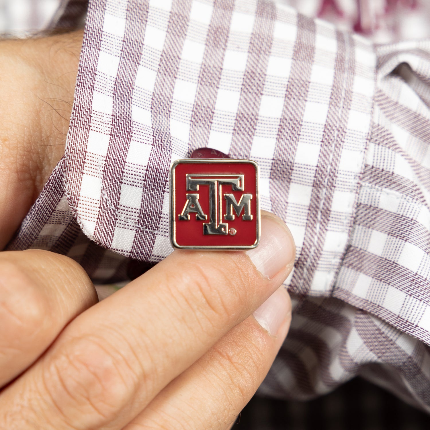 Texas A&M Maroon Beveled Cuff Links