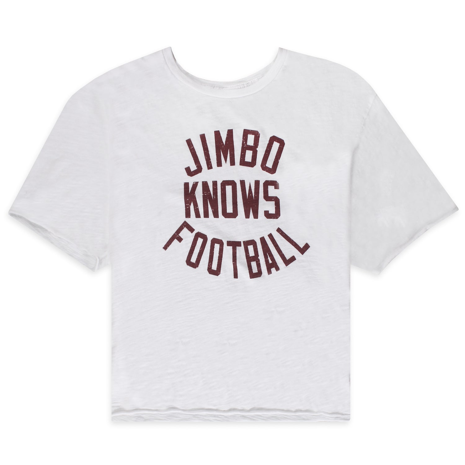 Jimbo Knows Football Women`s Crop with Raw Edge Crop Tee