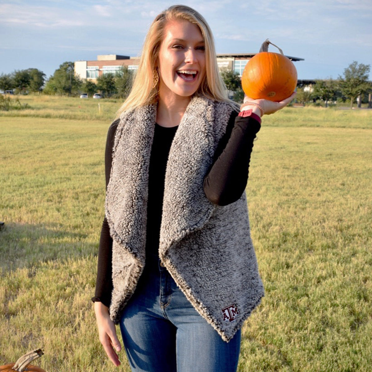 Texas A&M Heathered Sherpa Draped Vest