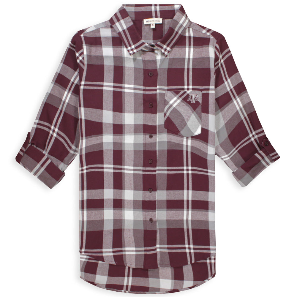 Texas A&M Women's Boyfriend Plaid Button Down