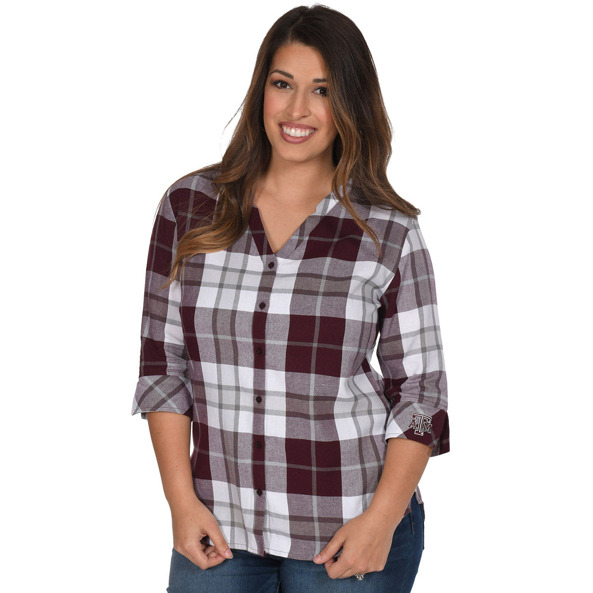 Texas A&M Women's Plaid Button Down Tunic