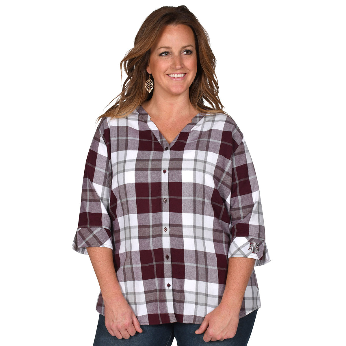 Texas A&M Women's Plaid Button Down Tunic
