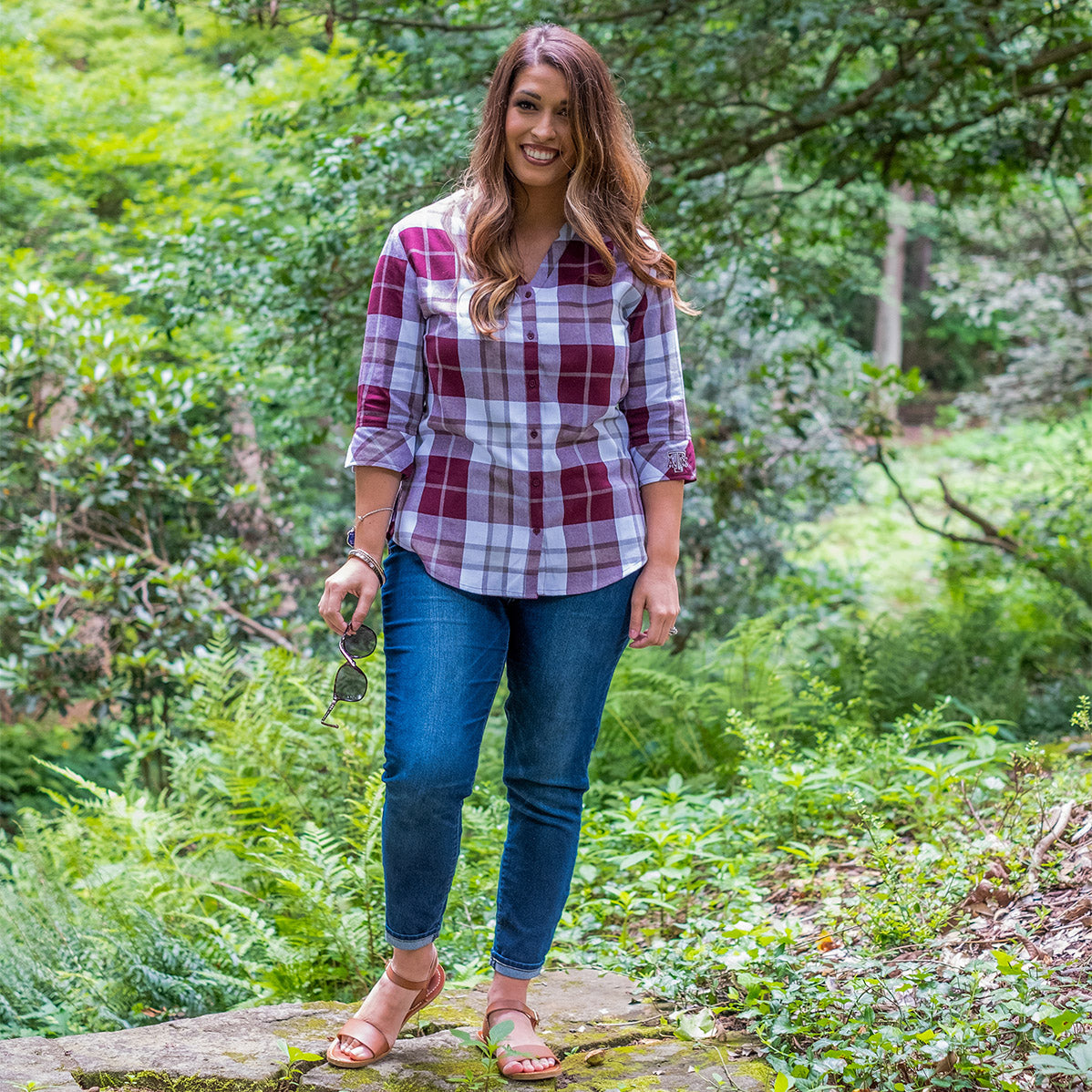 Texas A&M Women's Plaid Button Down Tunic