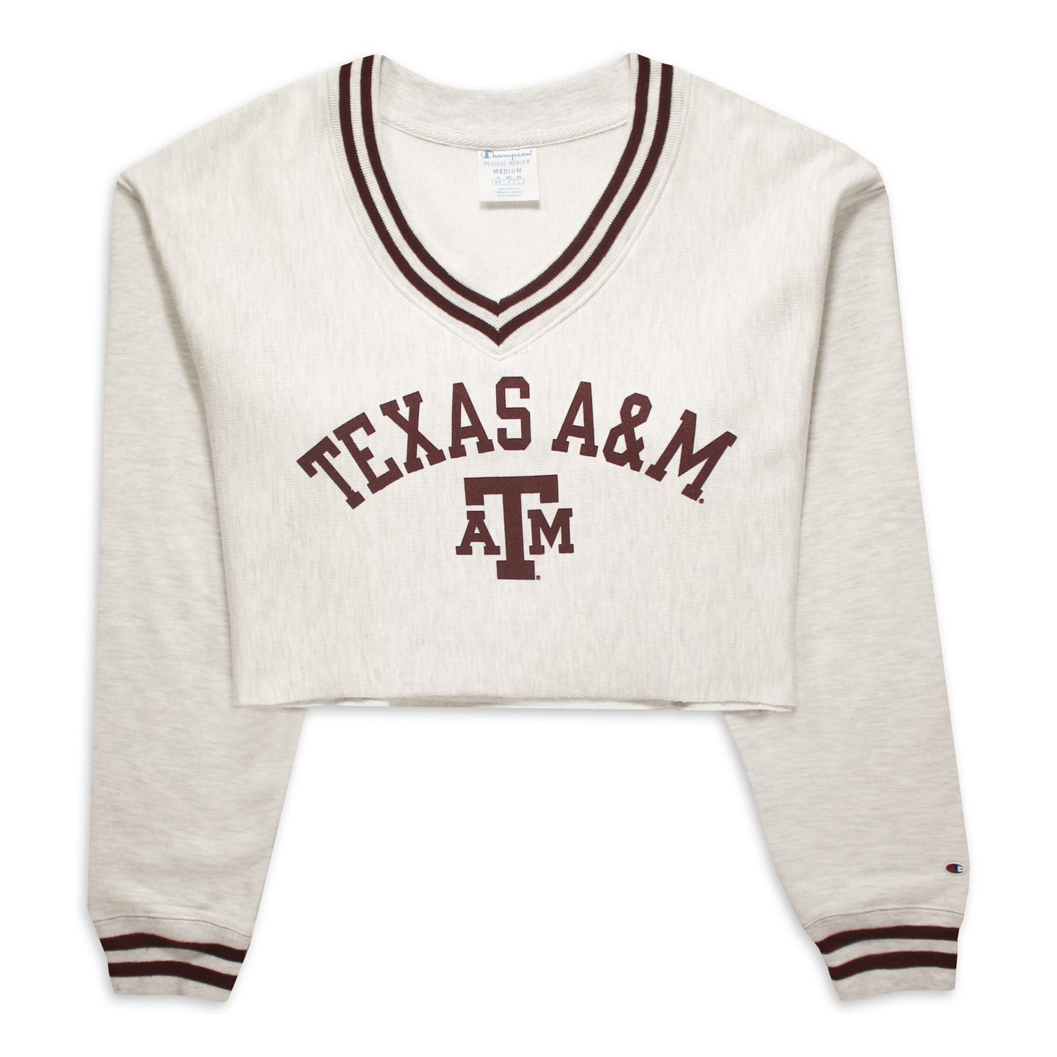 Texas A&M Champion Reverse Weave Cropped V-Neck