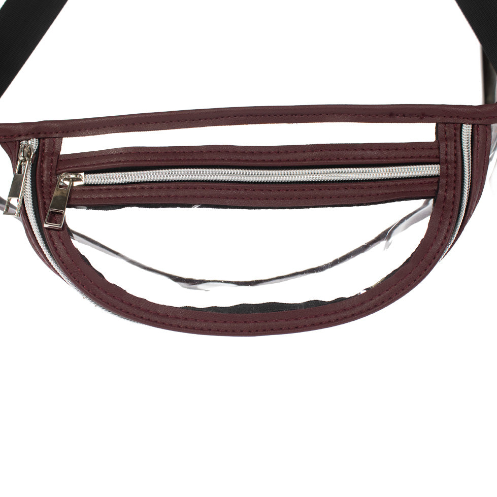 Clear Fanny Pack with Maroon Straps