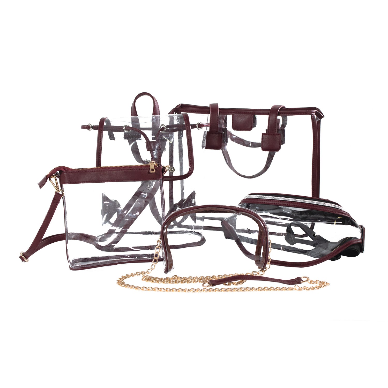 Clear Fanny Pack with Maroon Straps