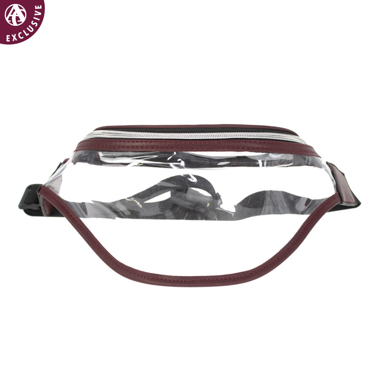 Clear Fanny Pack with Maroon Straps