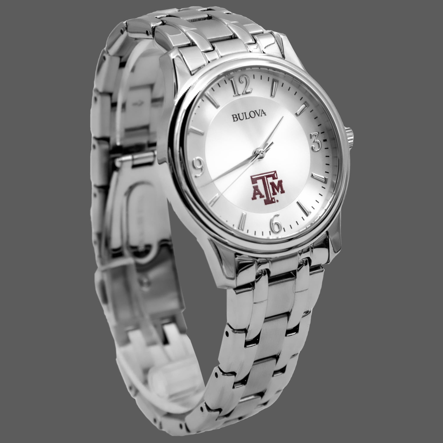 Texas A&M Bulova Silver Circle Men's Watch