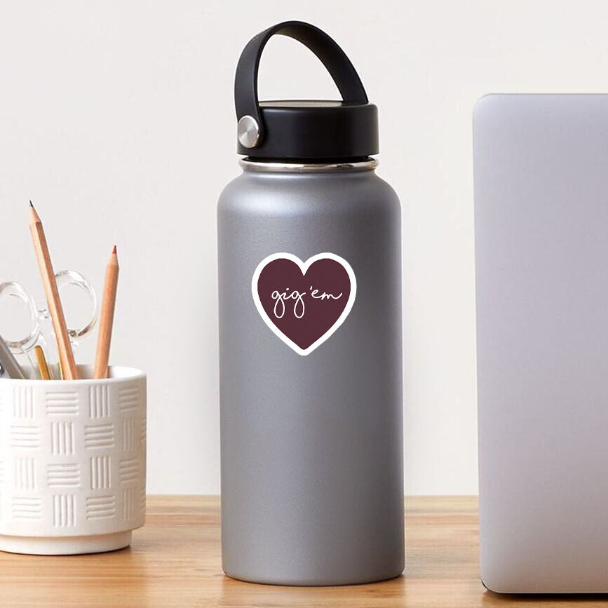 Texas A&M Gig 'Em Heart Dizzler Sticker