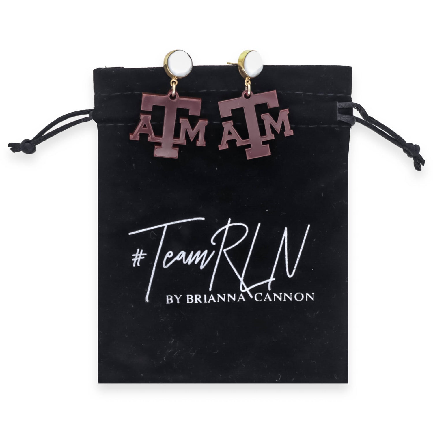 Texas A&M Mini Acrylic Maroon Earrings With White Agate Gemstone