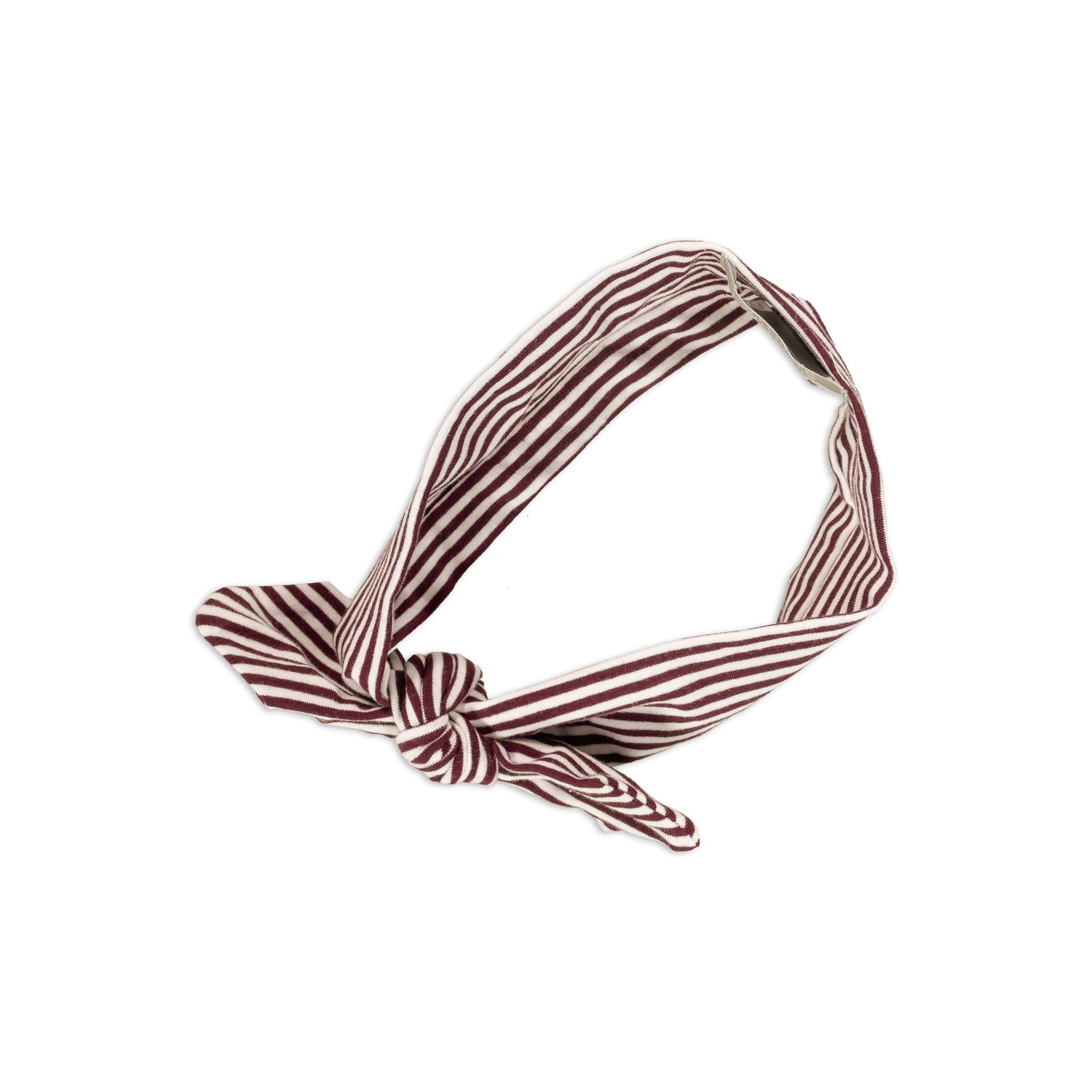 Maroon & White Striped Tied Bow Headband