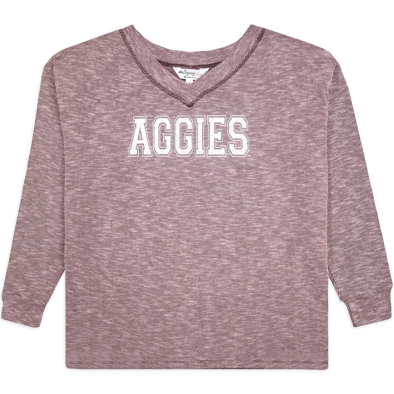 Texas A&M Aggies V-Neck Ribbed Long Sleeve