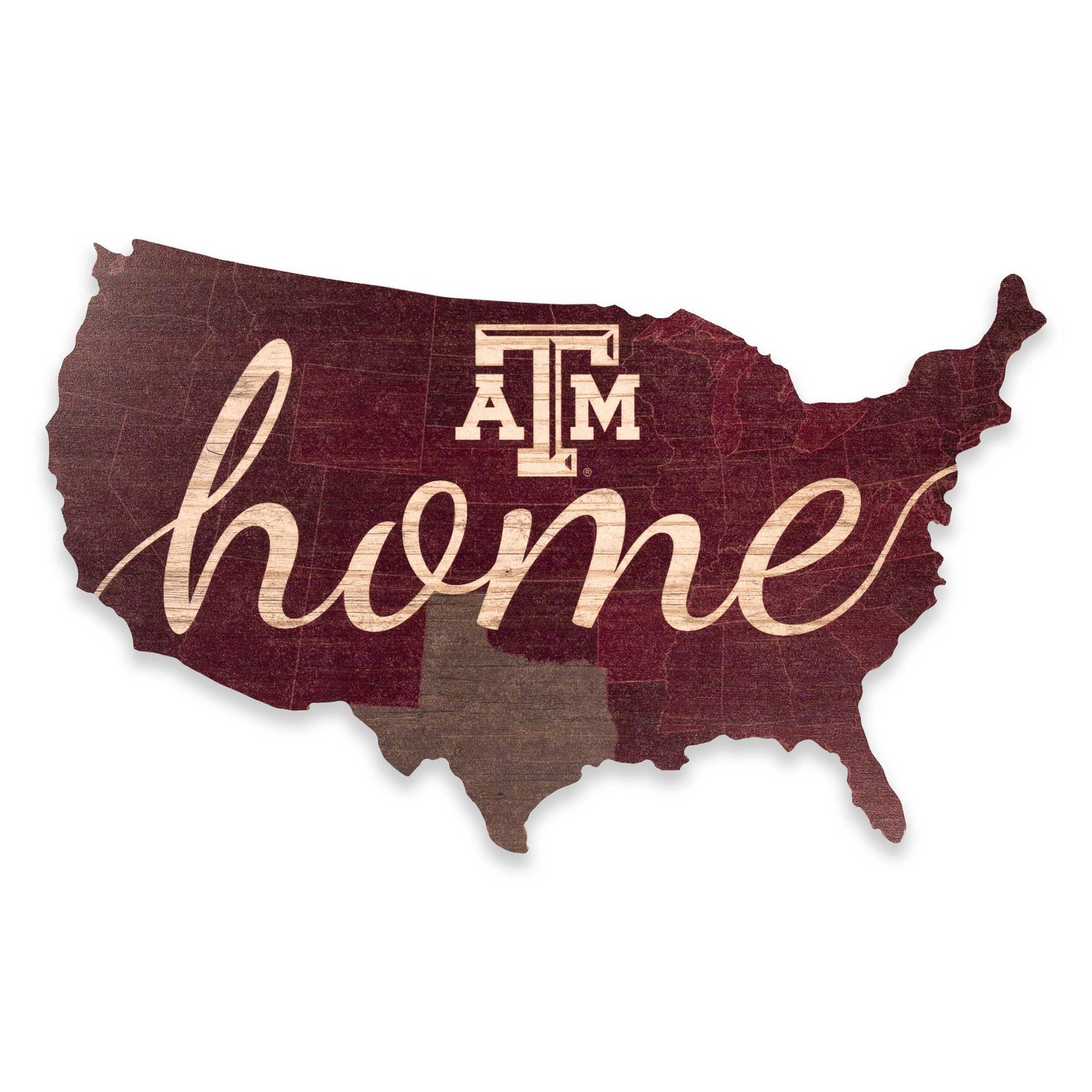Texas A&M Home Usa Cut Out Sign Maroon