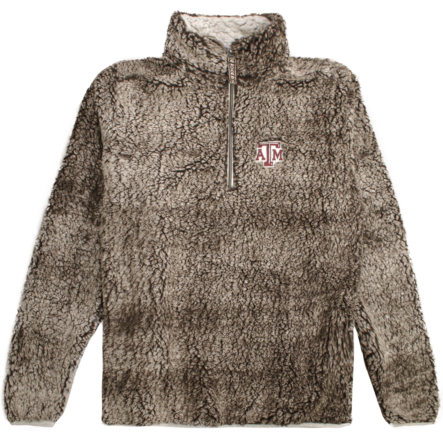 Texas A&M Quarter Zip Heathered Smoke Sherpa Pullover