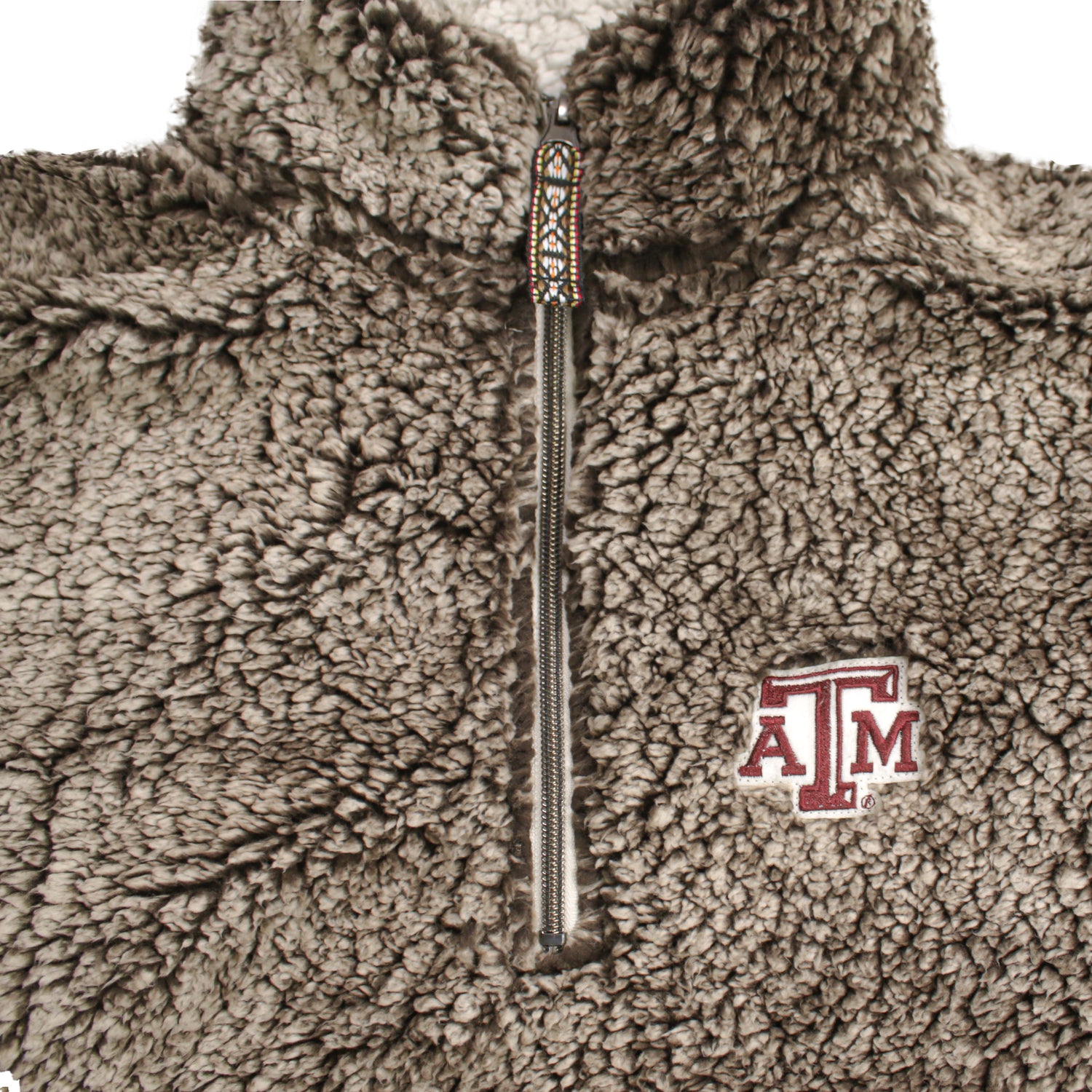 Texas A&M Quarter Zip Heathered Smoke Sherpa Pullover