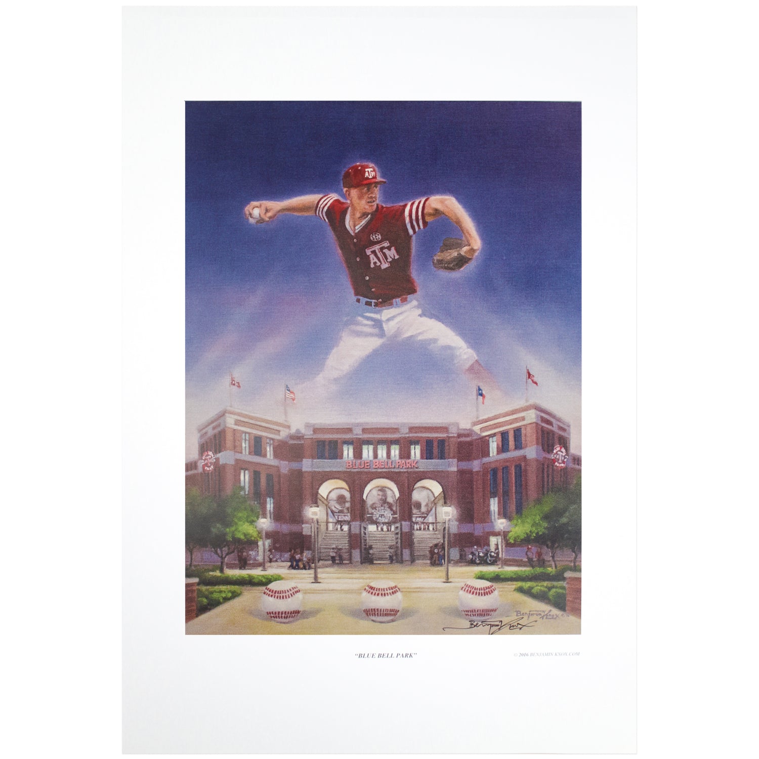 Texas A&M Benjamin Knox Blue Bell Park Lithograph Print