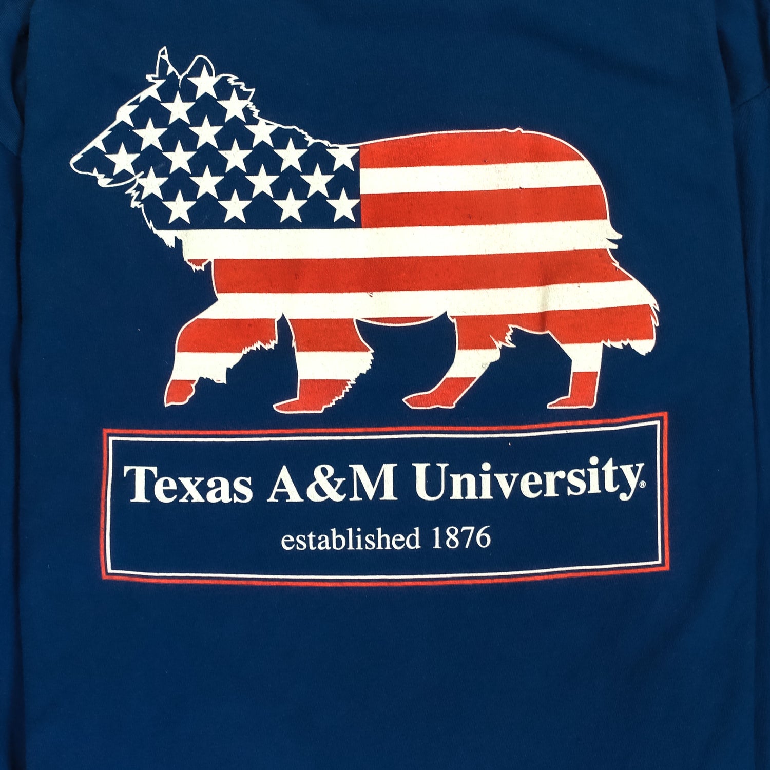 Texas A&M Reveille American Flag Long Sleeve T-Shirt