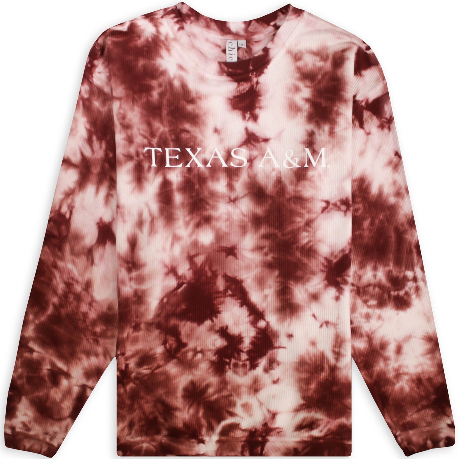 Texas A&M Maroon Tie Dye Corded Crew Sweatshirt