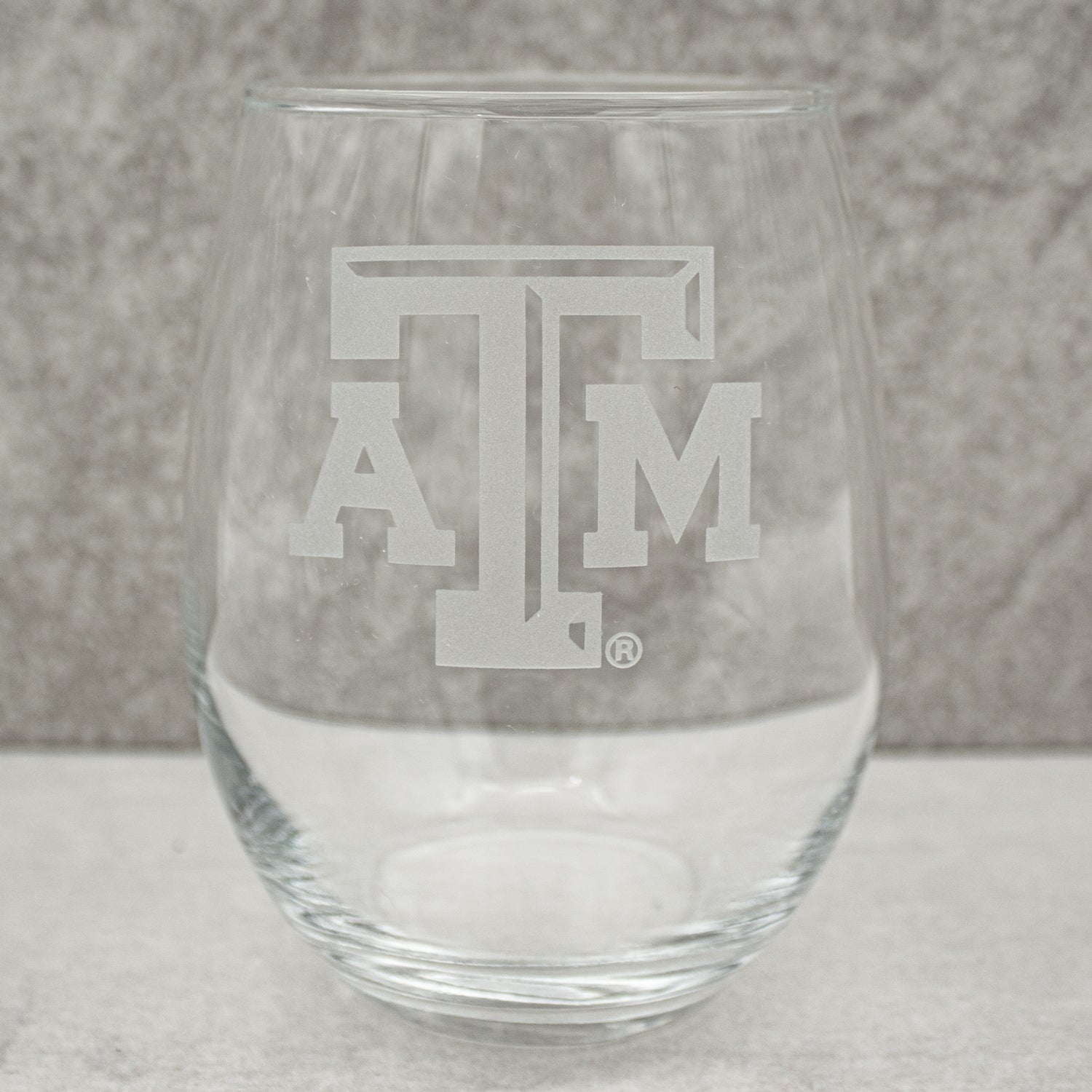 Texas A&M Campus Crystal Stemless Wine Set