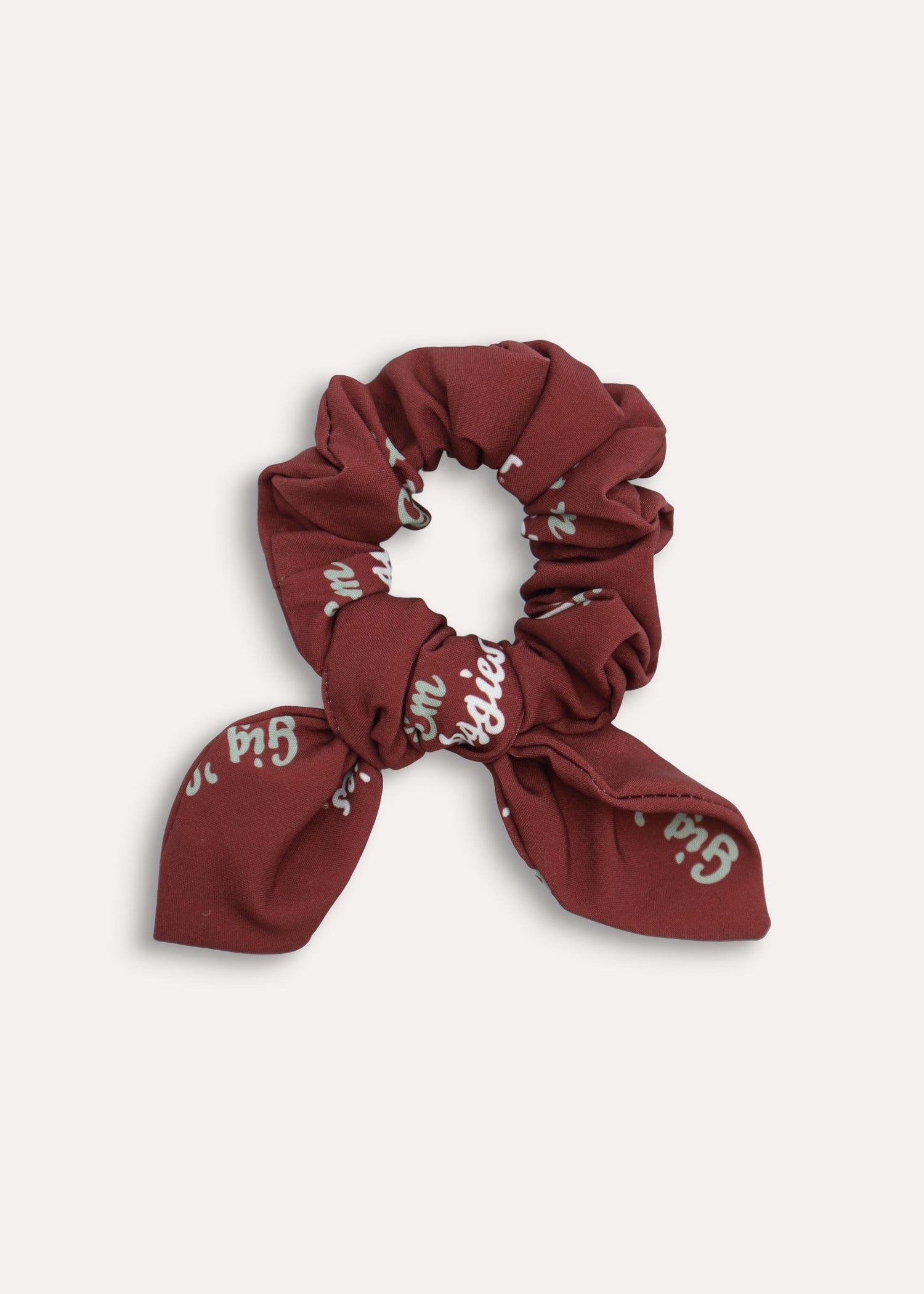 Gig 'Em Aggies Maroon And White Slogan Scrunchie