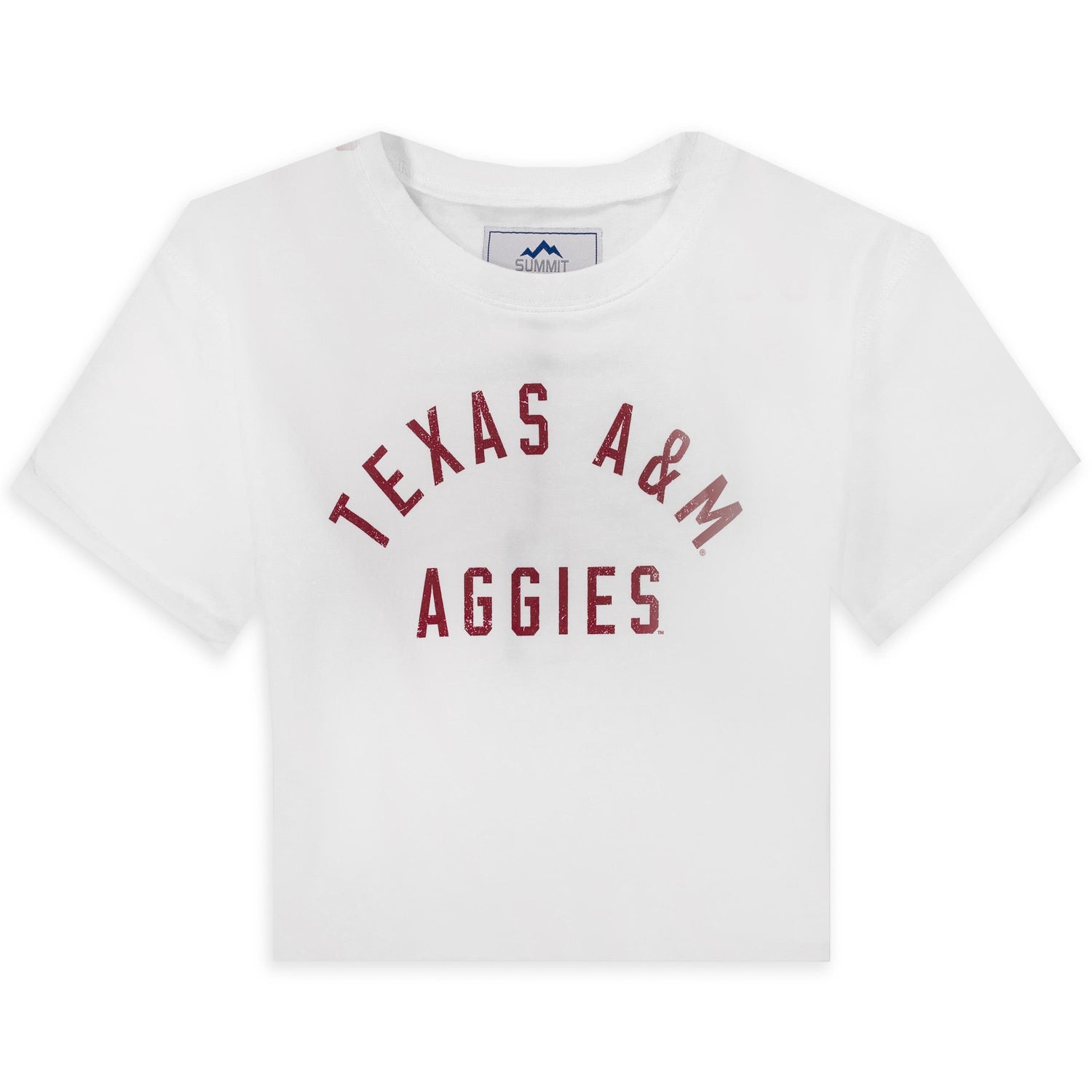 Texas A&M Aggies Flowy Fleece Rolled Short-Sleeve Crop Top