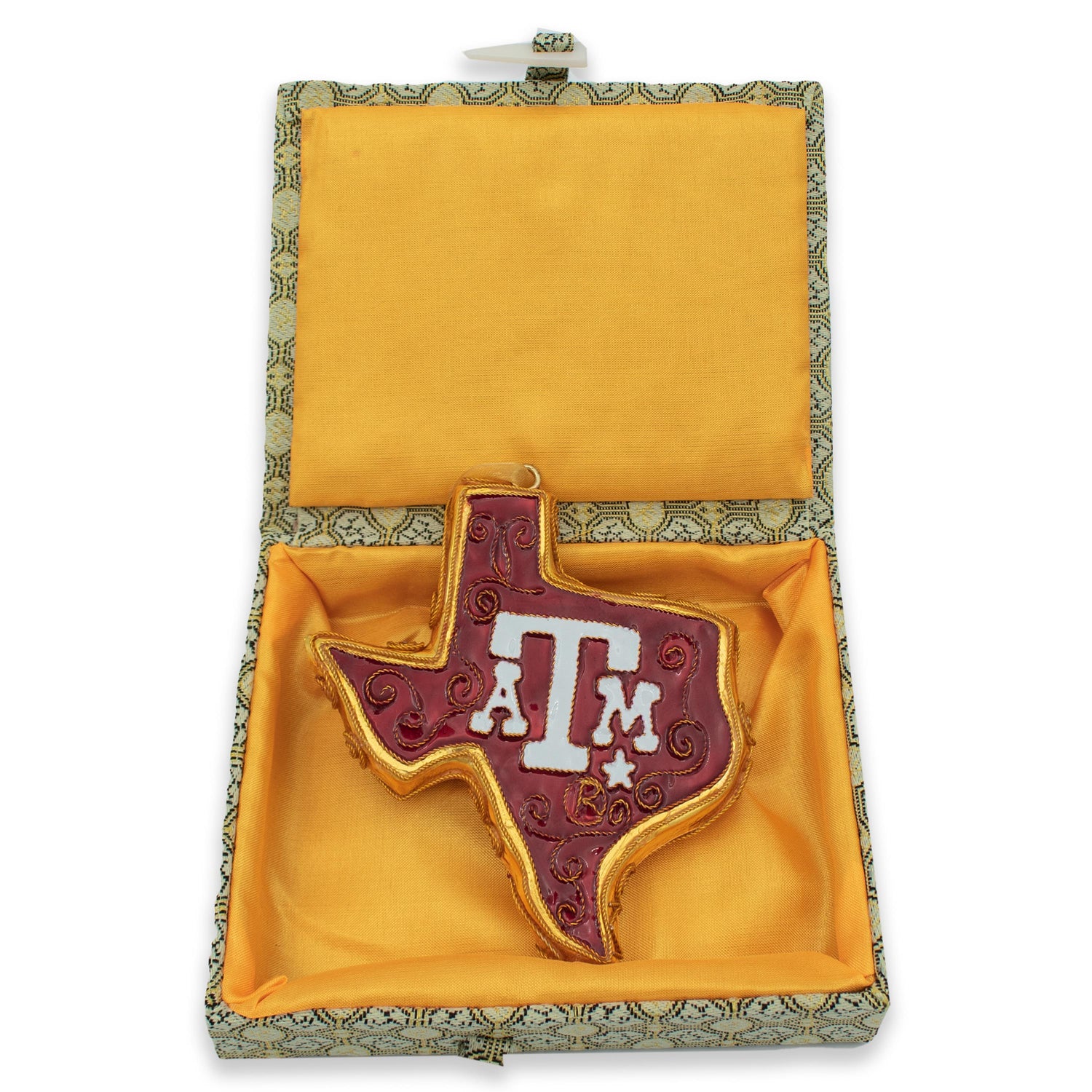 Texas A&M Aggies Kitty Keller Maroon And Gold Texas Shaped Ornament
