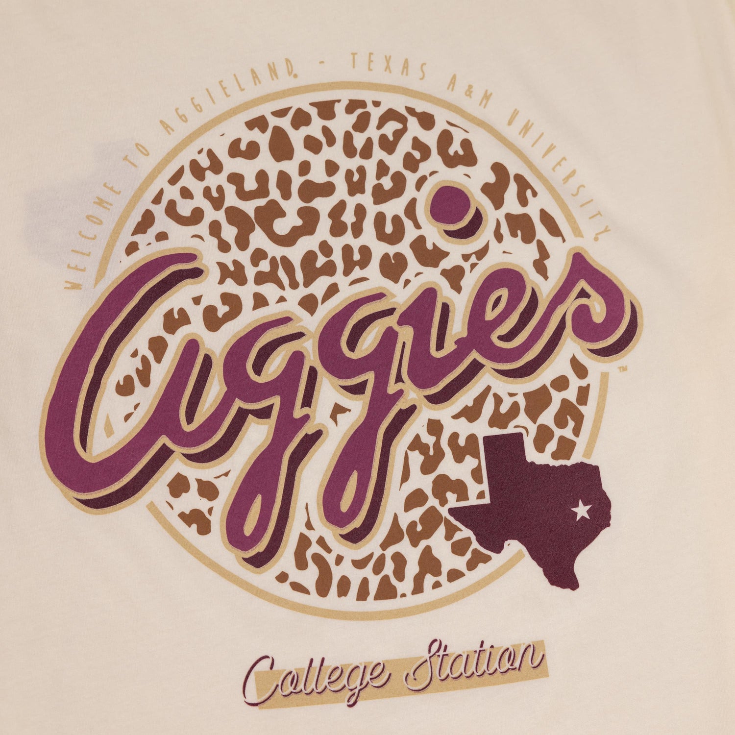 Texas A&M Aggies Leopard Print Circle T-Shirt