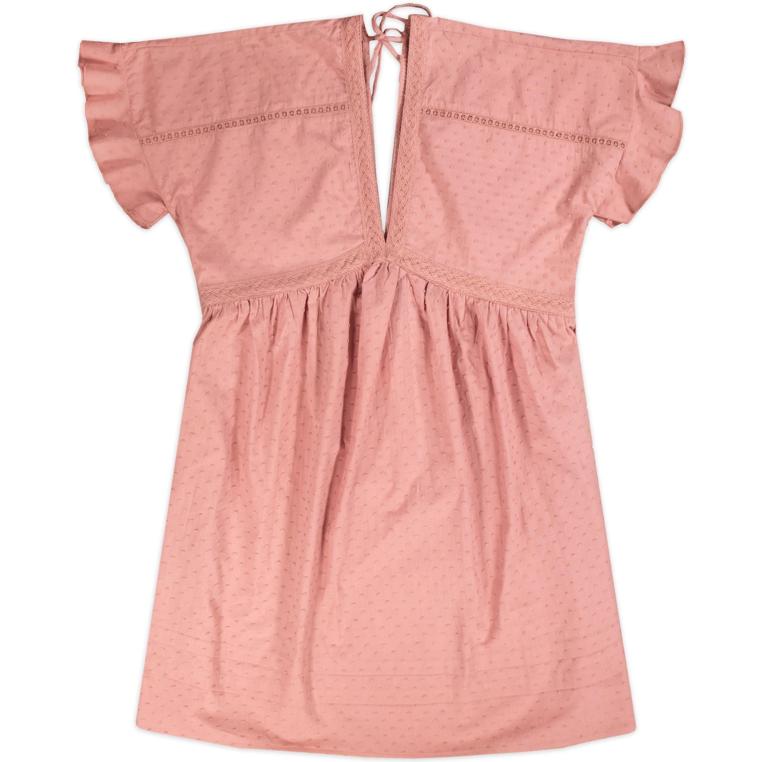 Pink V Neck Open Back Dress