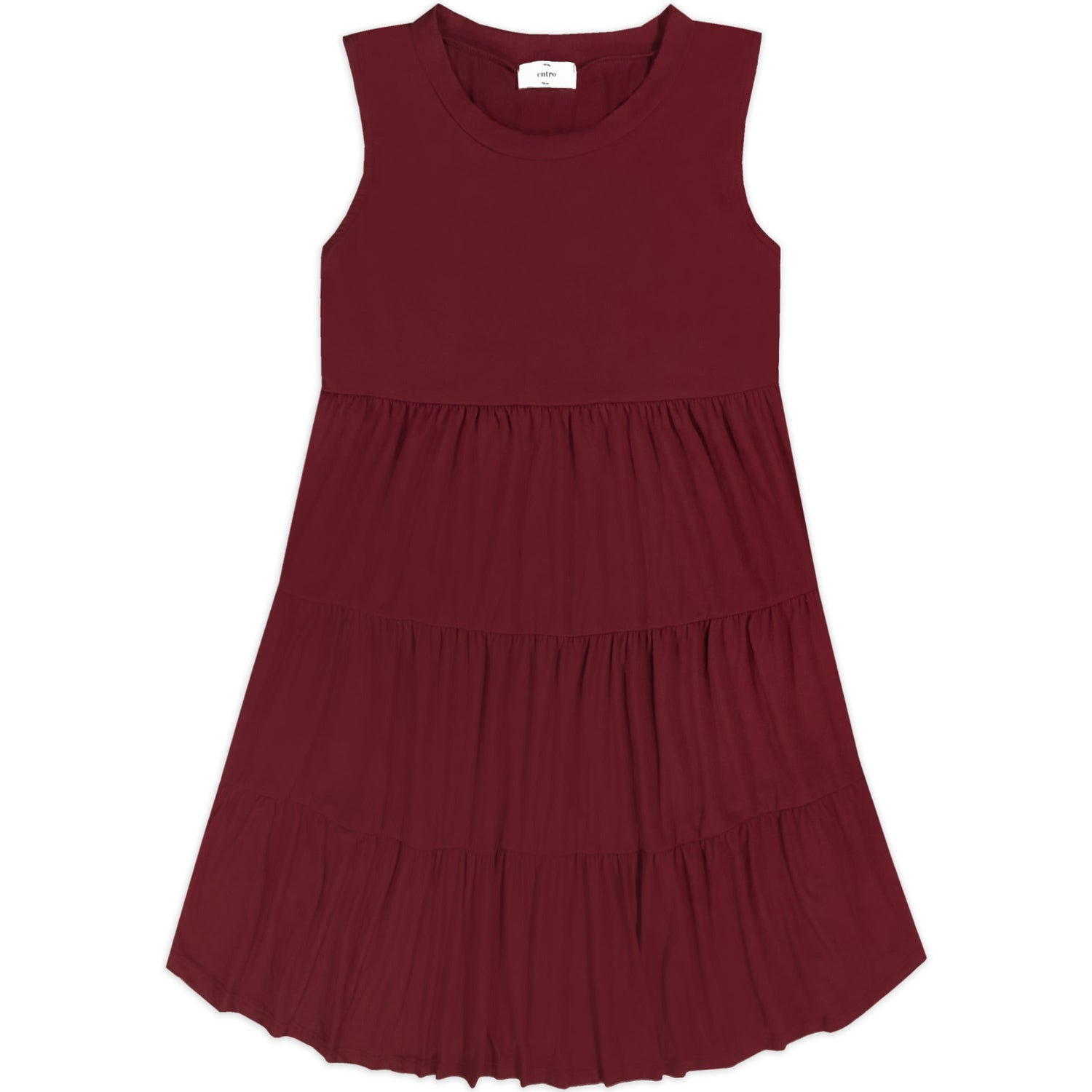 Maroon Tiered Sleeveless Dress