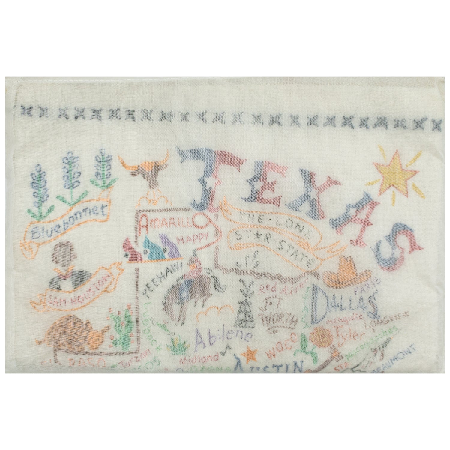 Texas Catstudio Embroidered Dish Towel