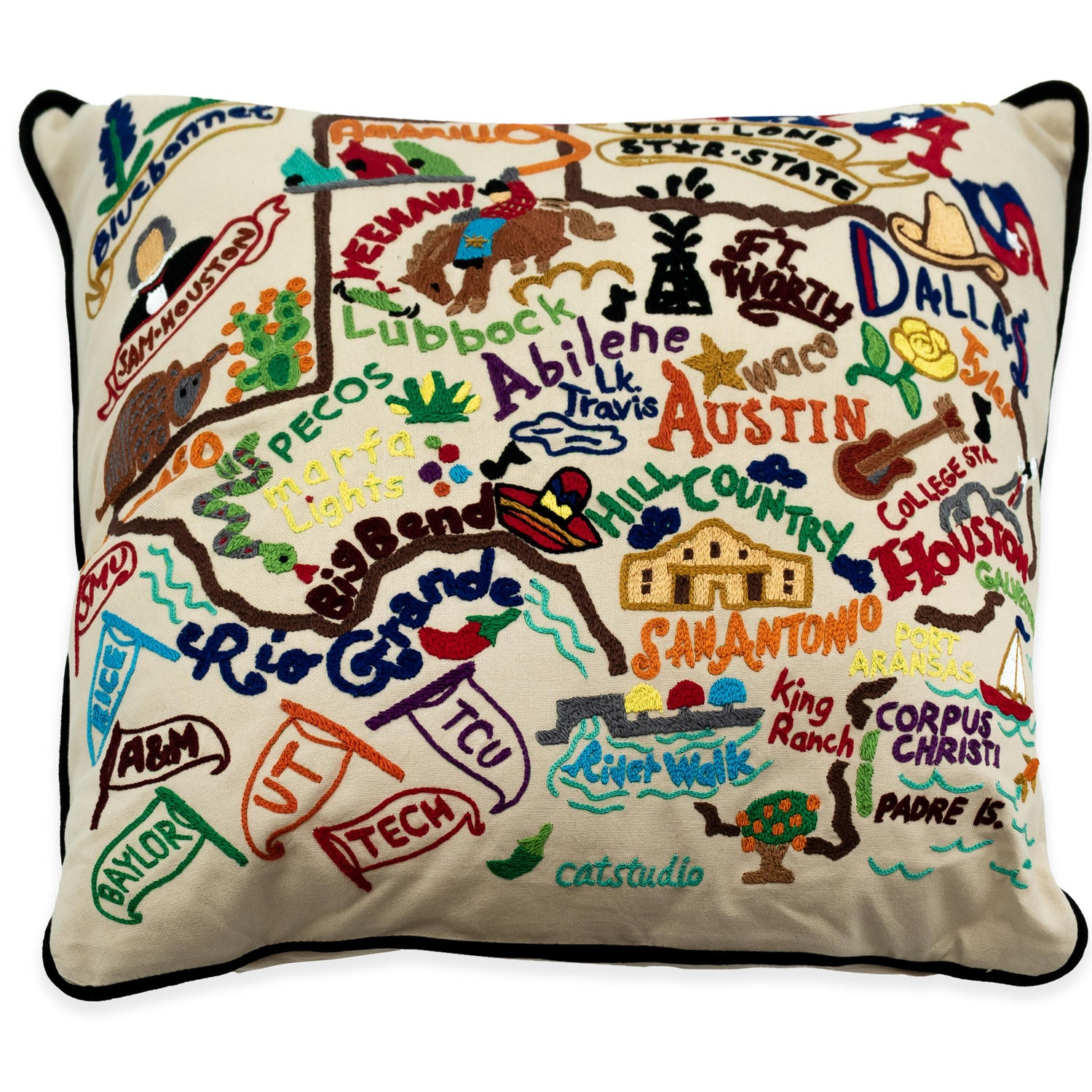 Texas Catstudio Embroidered Pillow