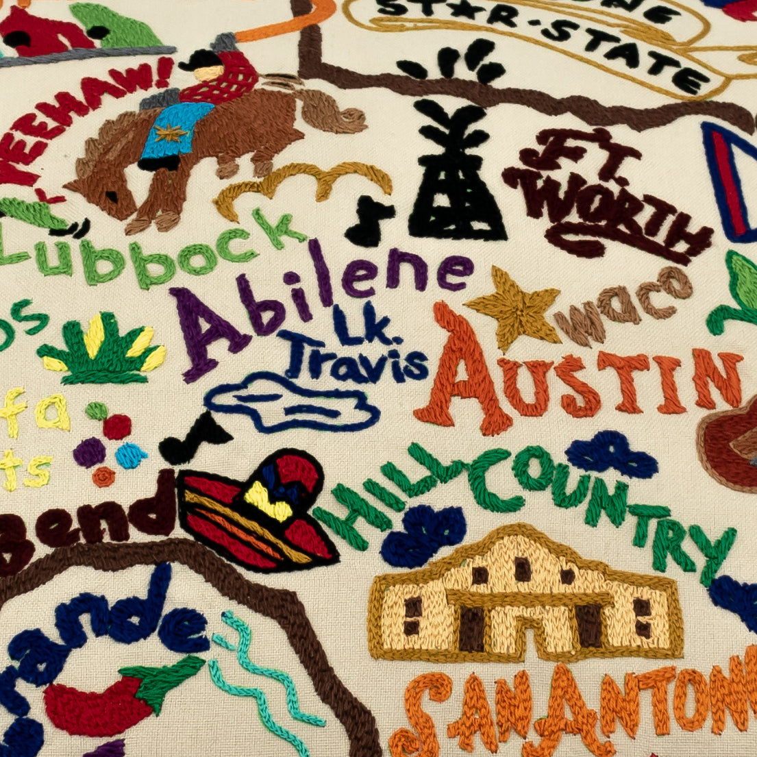 Texas Catstudio Embroidered Pillow