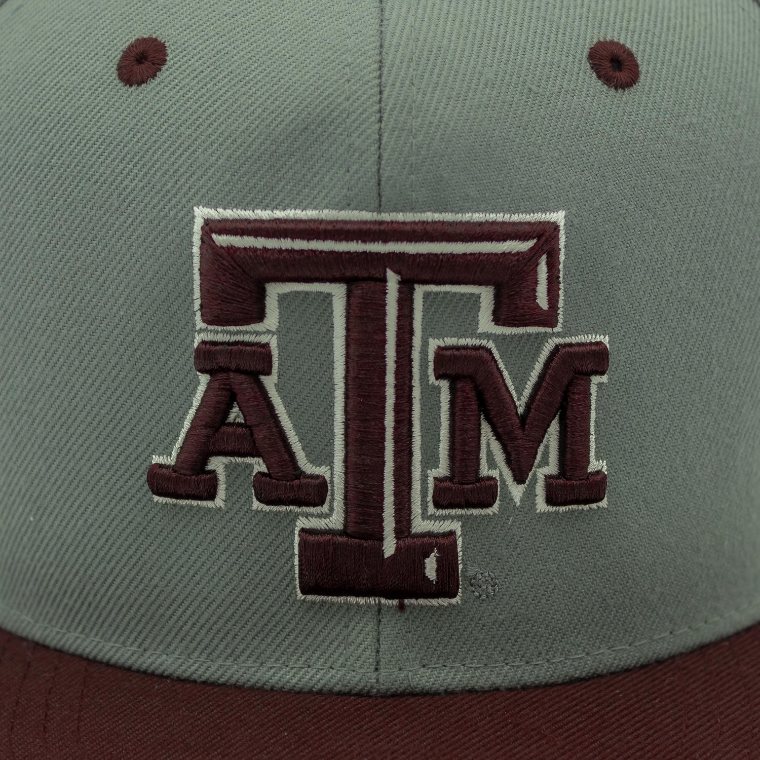 Texas A&M Beveled Logo Two Tone Flat Bill Hat