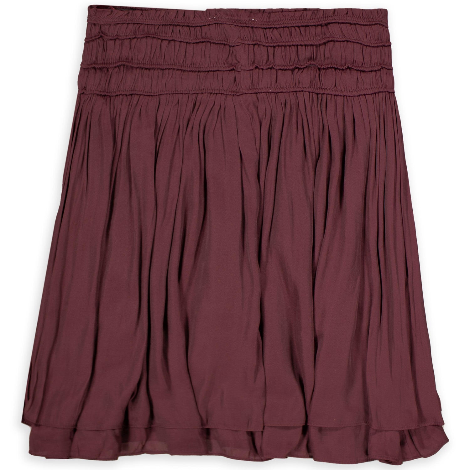 Maroon She + Sky Satin Layered Smocked Skirt