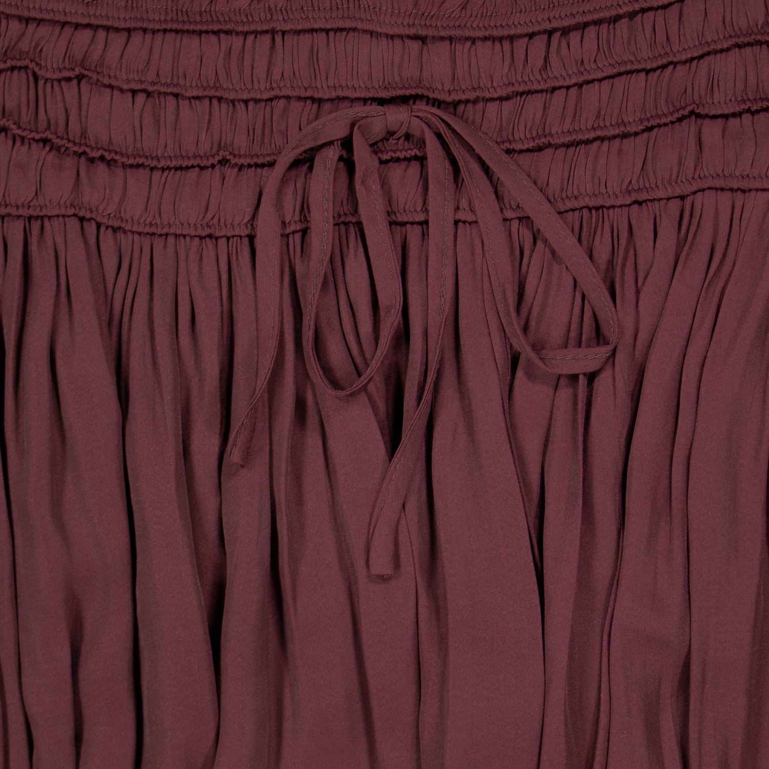 Maroon She + Sky Satin Layered Smocked Skirt
