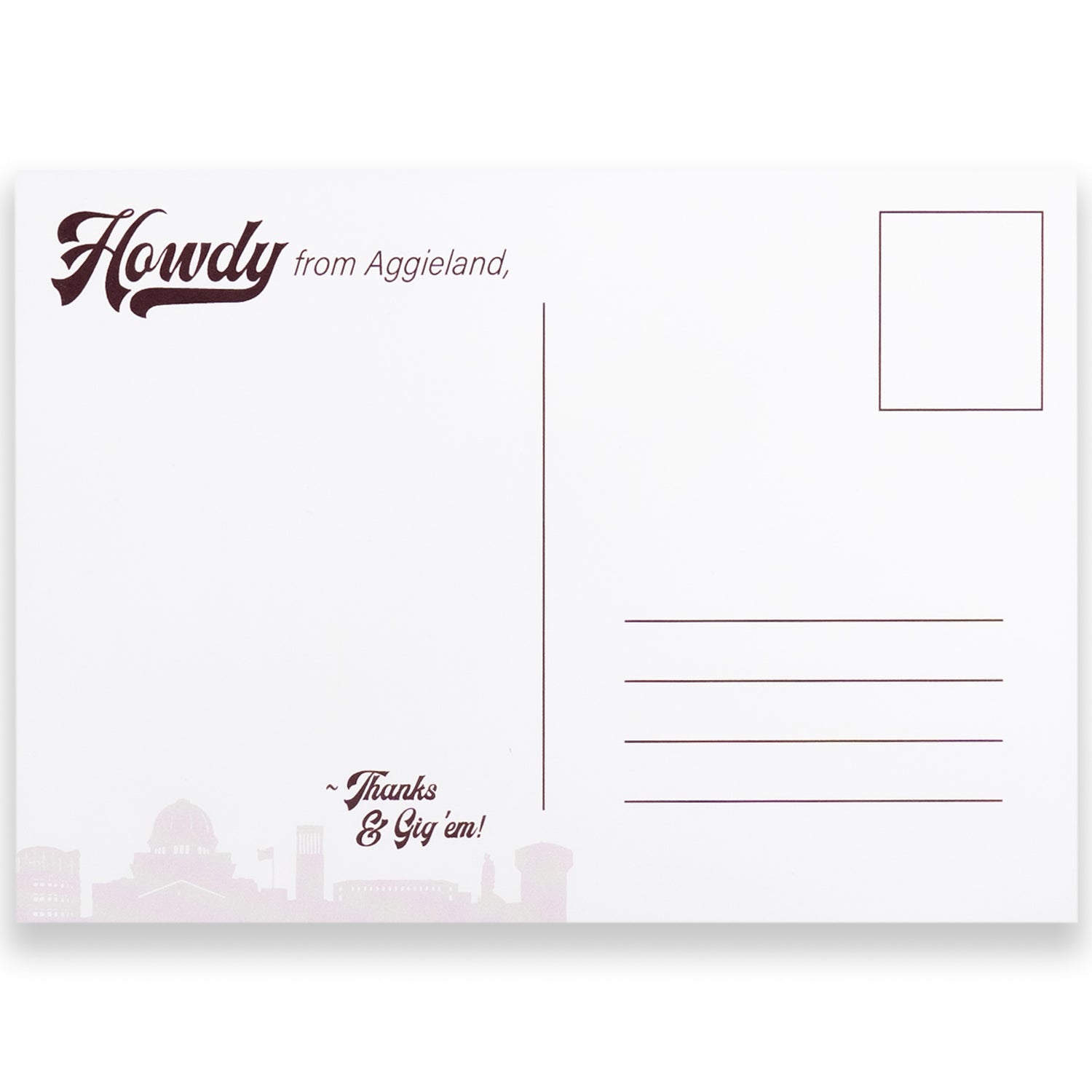 Texas A&M Happy Place Skyline Postcard