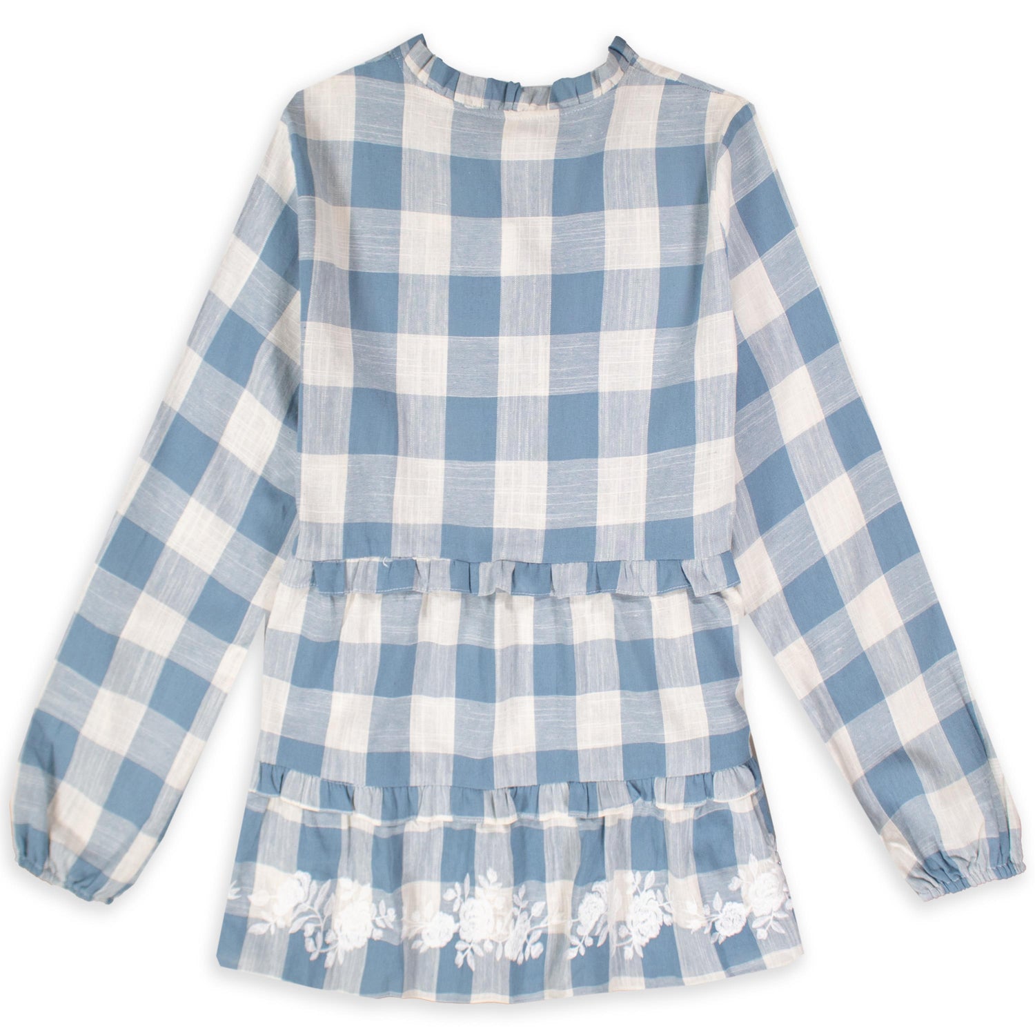 Blue Gingham Everly Long Sleeve Top