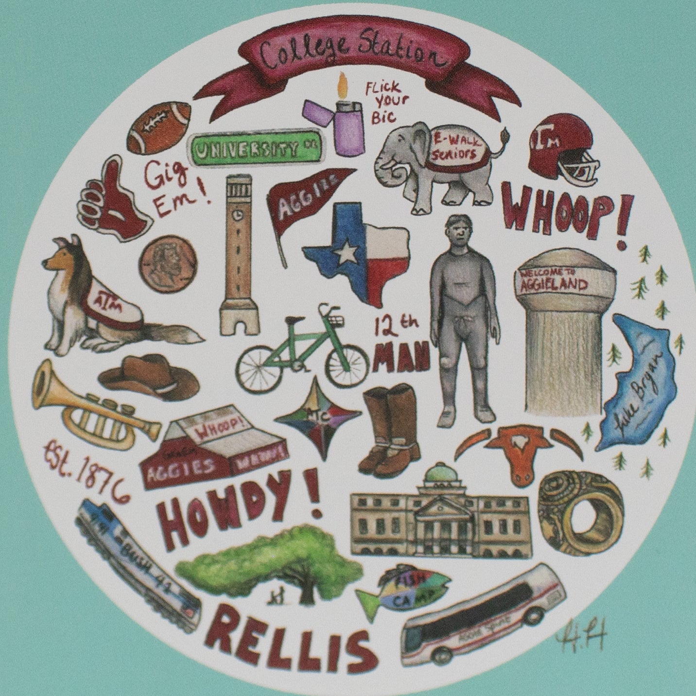 College Station Collage Note Card