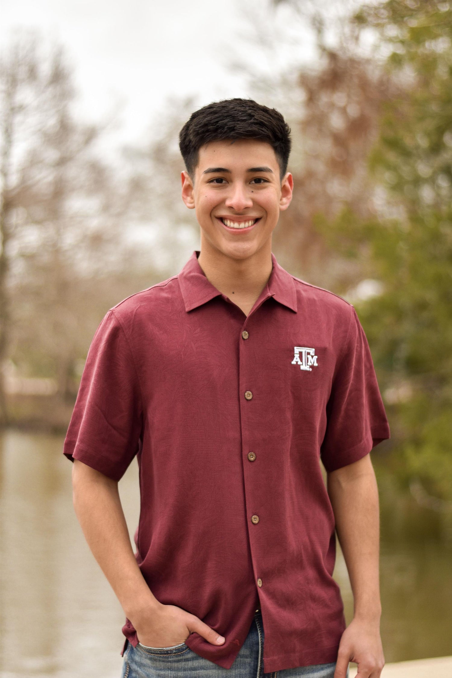 Texas A&M Tommy Bahamas Sport Tropical Maroon Button Down