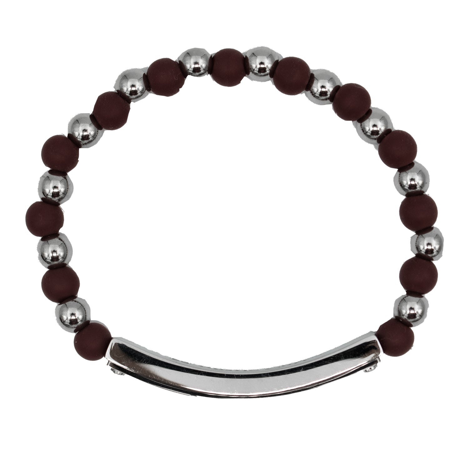 Maroon & Silver Beaded Bracelet