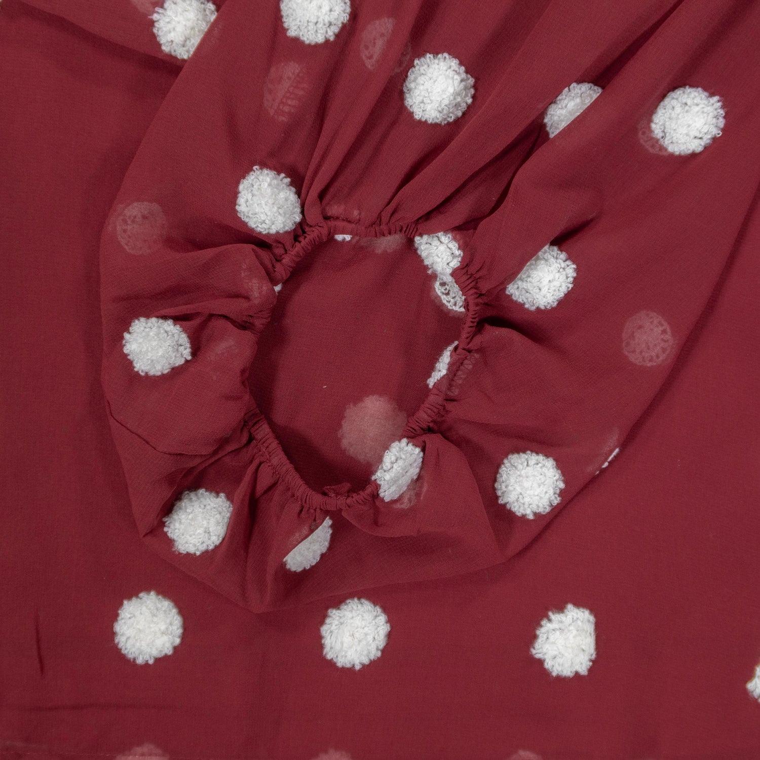 Maroon Polka Dot V-Neck Blouse