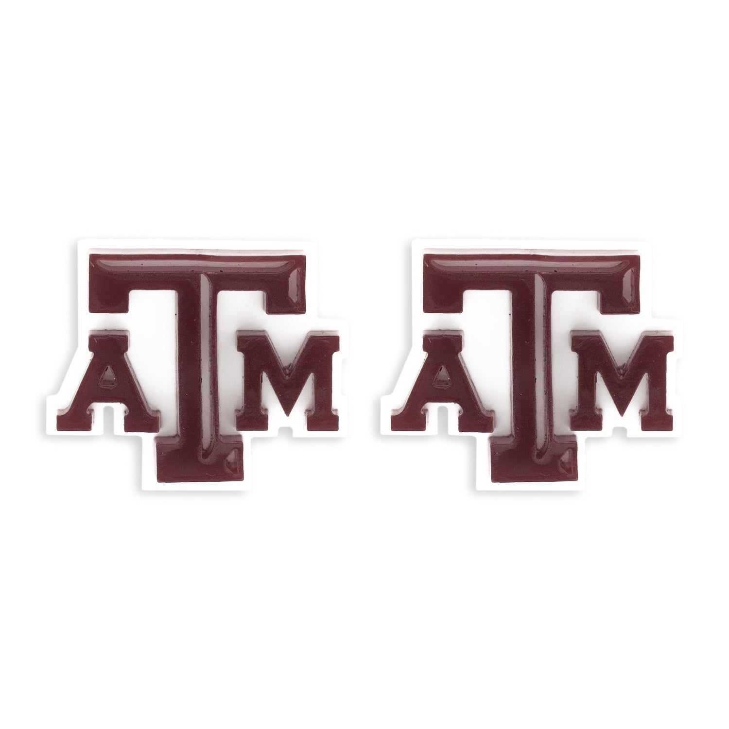 Texas A&M Maroon And White Beveled Atm Layered Earrings