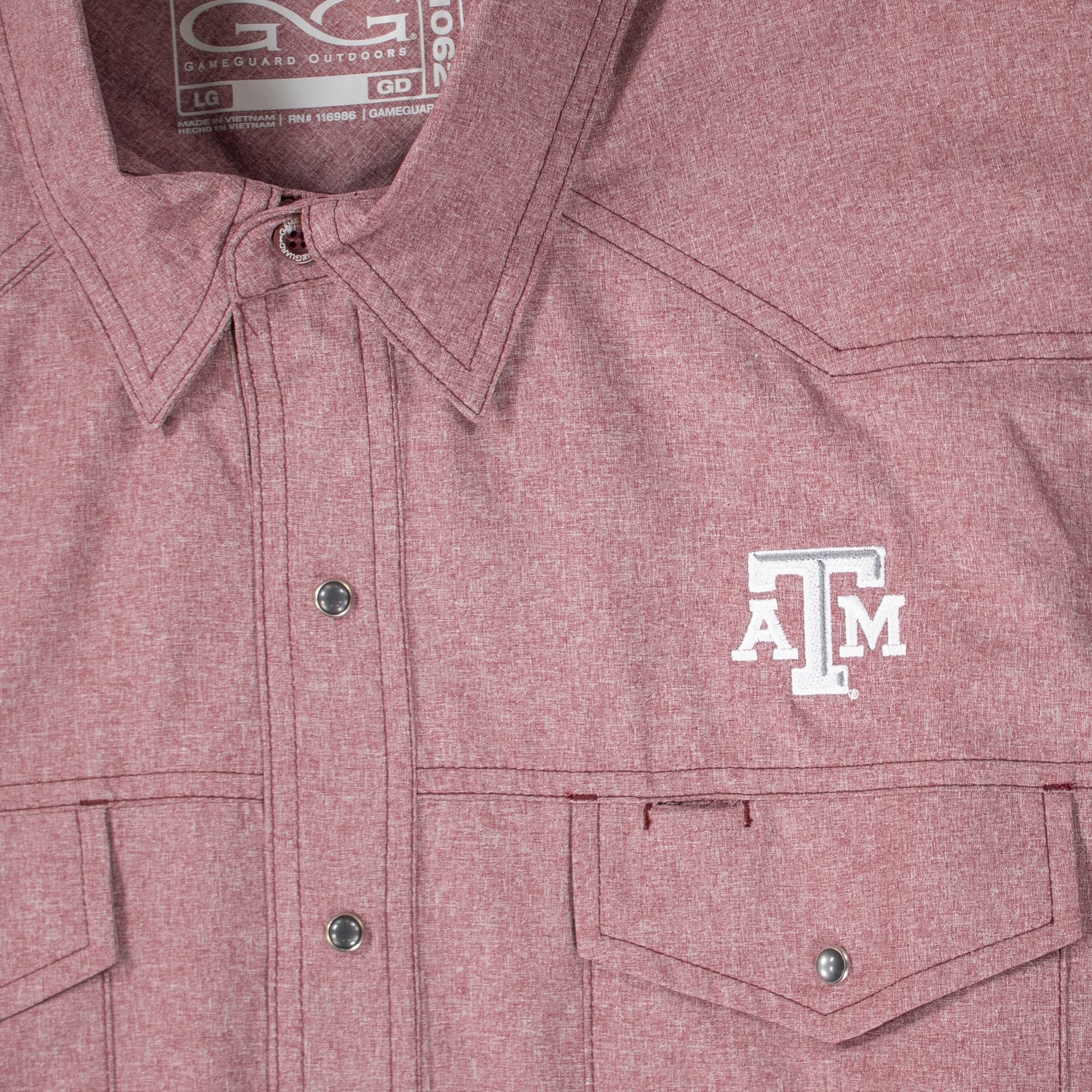 Texas A&M Maroon Pearl Snap Shirt Logo