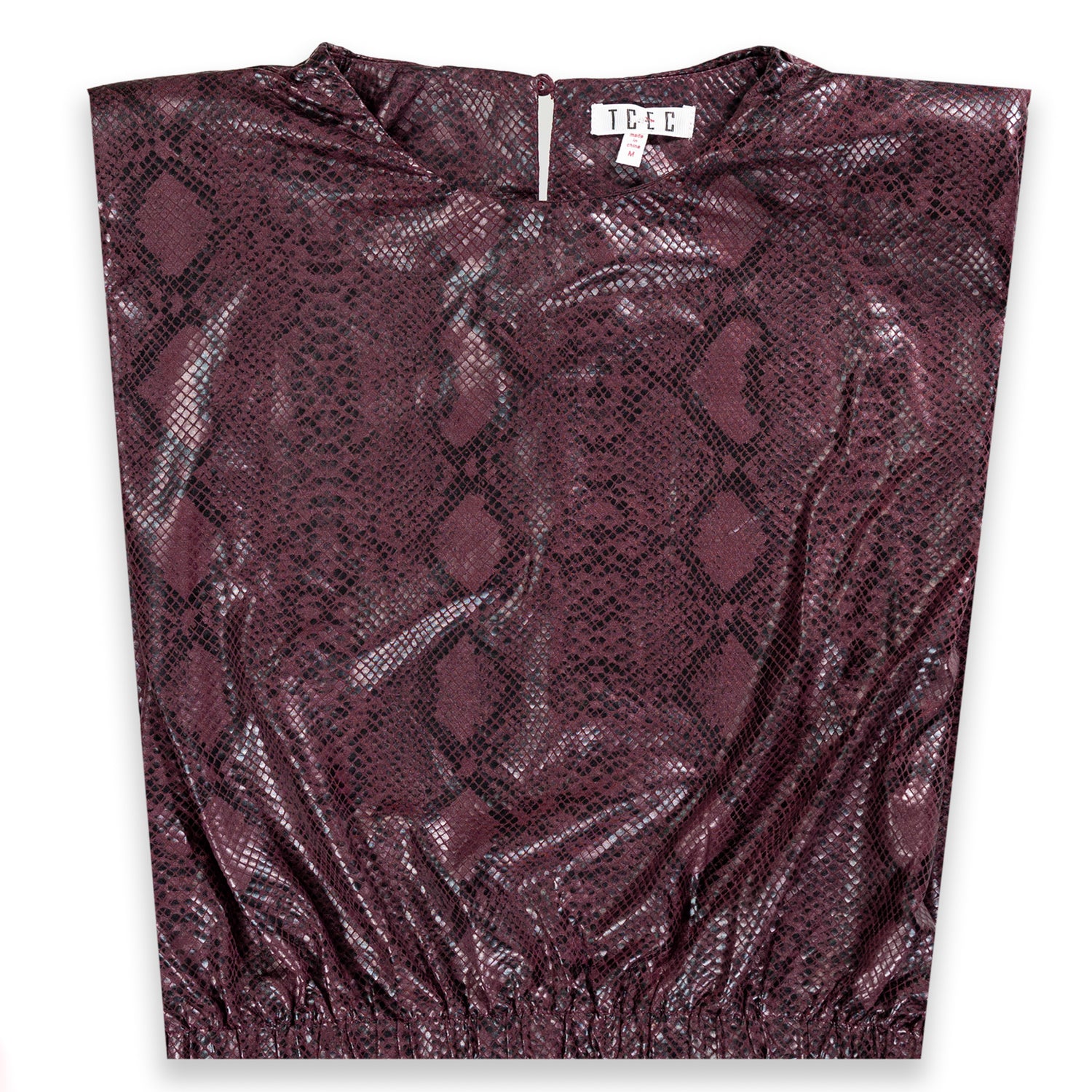 Maroon Snakeskin Shoulder Pad Top
