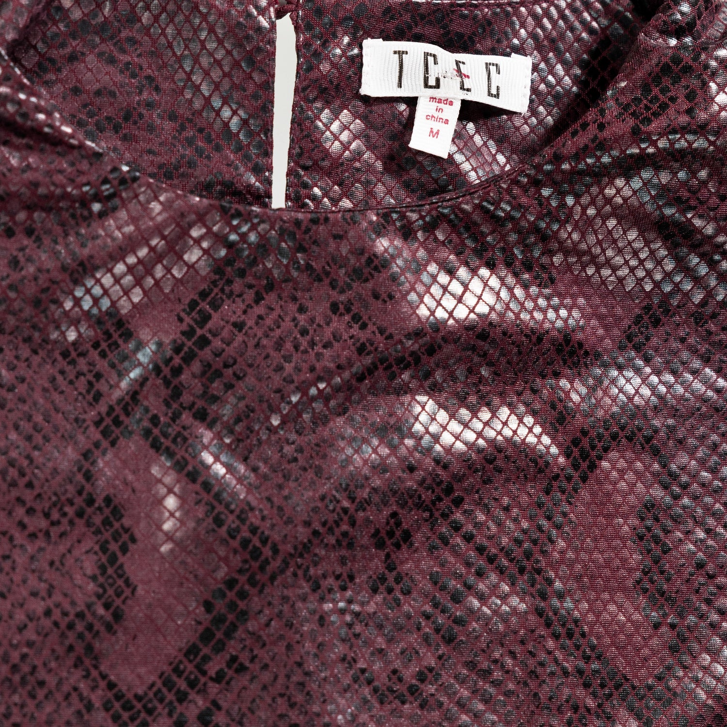 Maroon Snakeskin Shoulder Pad Top