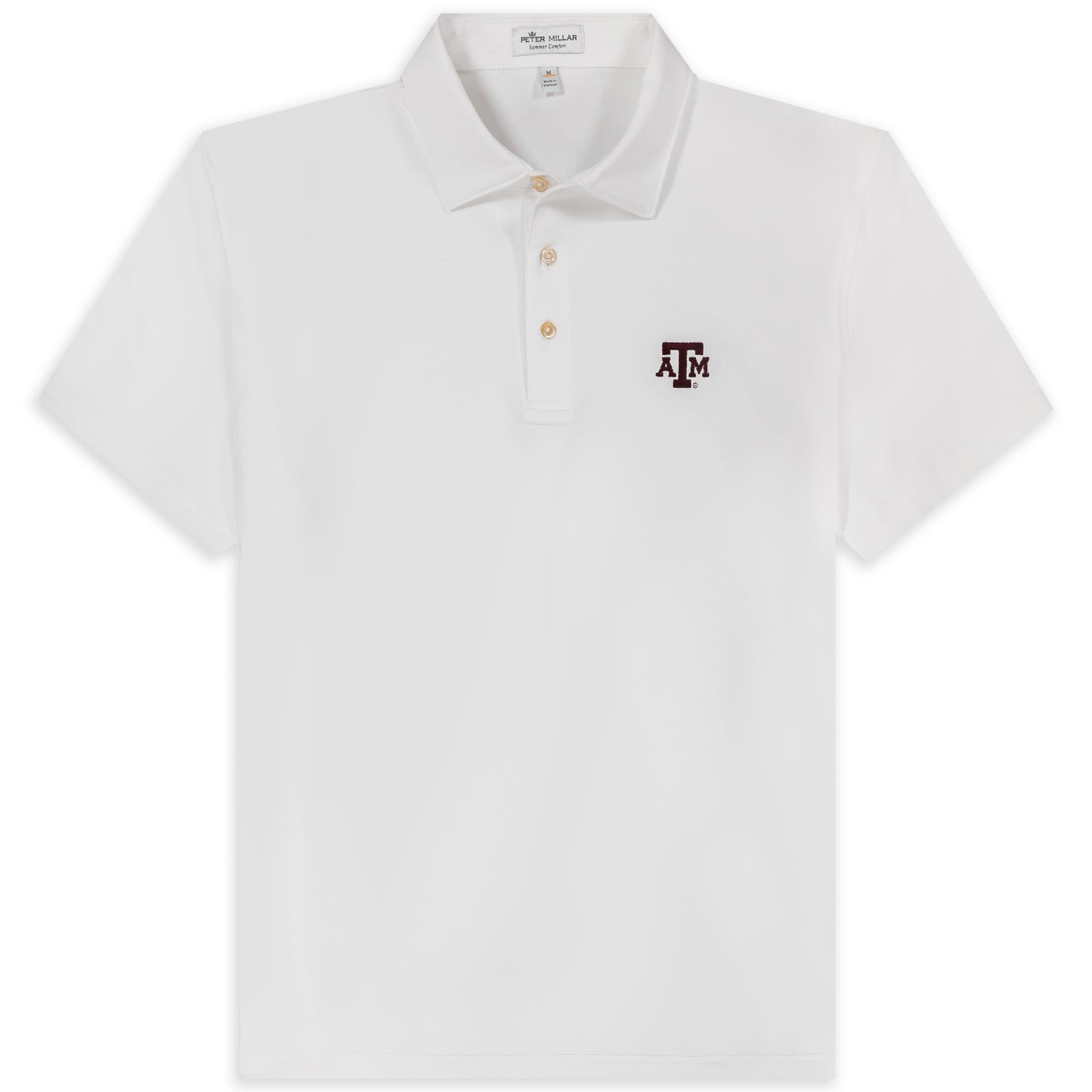 Texas A&M Peter Millar Solid White Performance Polo