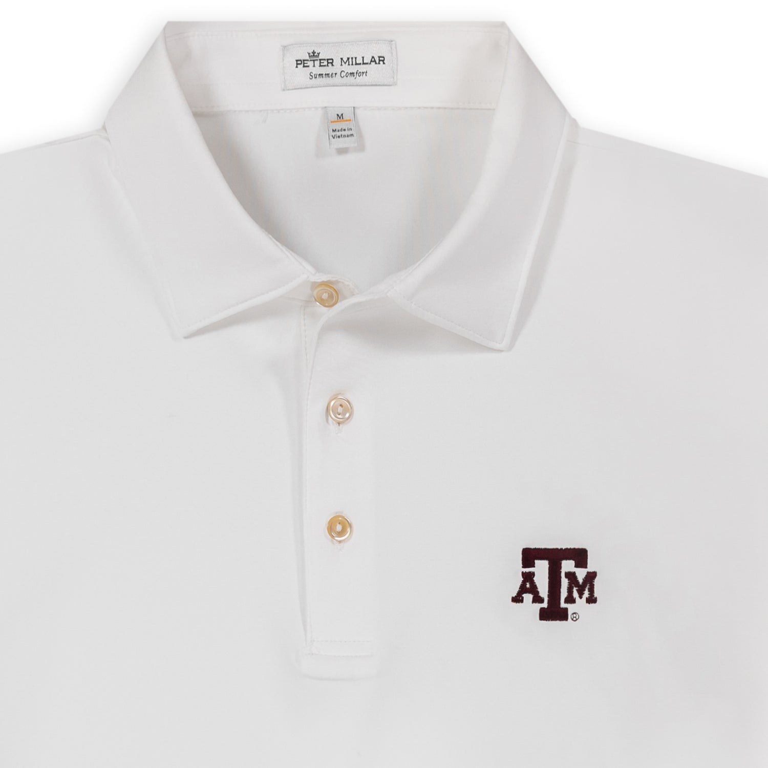 Texas A&M Peter Millar Solid White Performance Polo