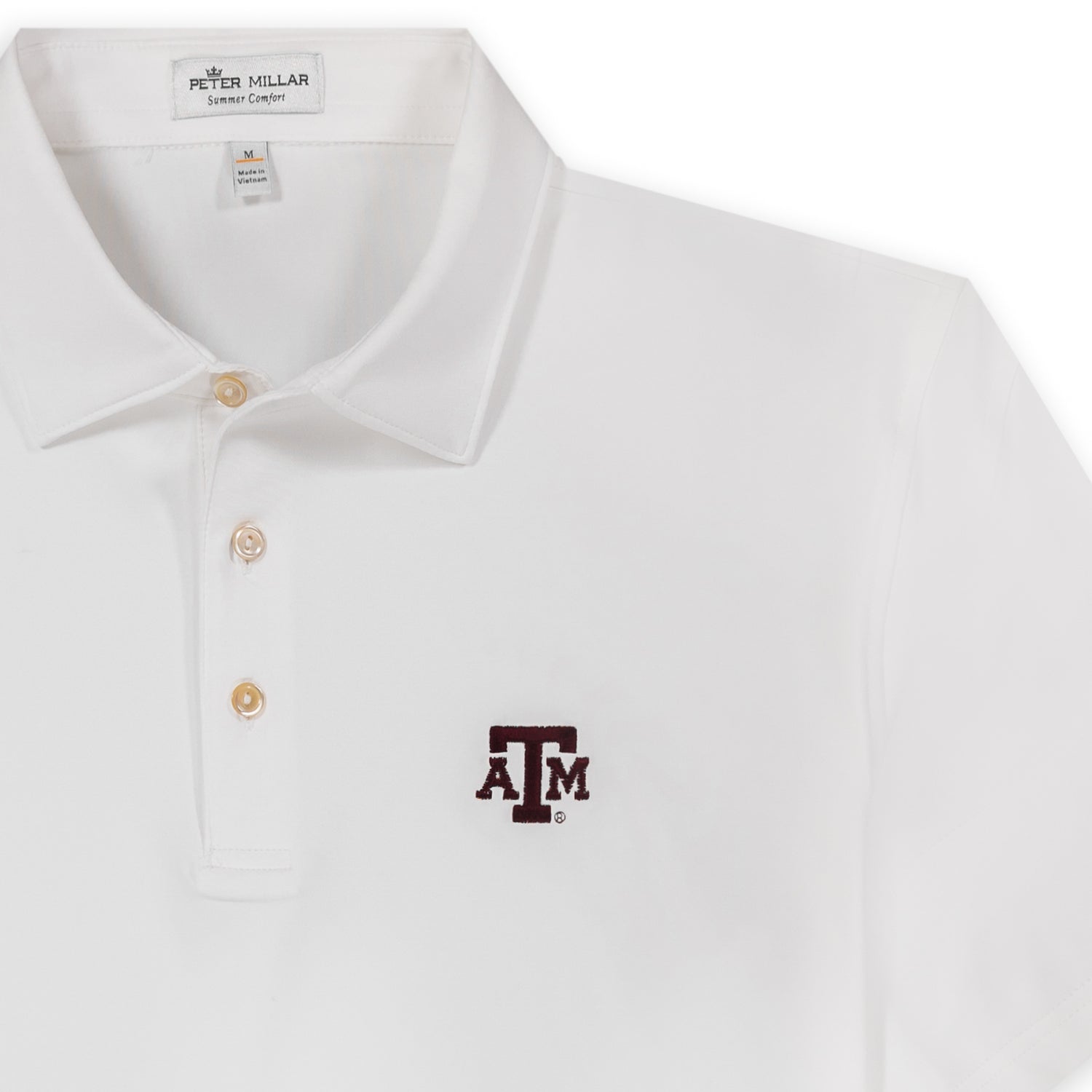 Texas A&M Peter Millar Solid White Performance Polo