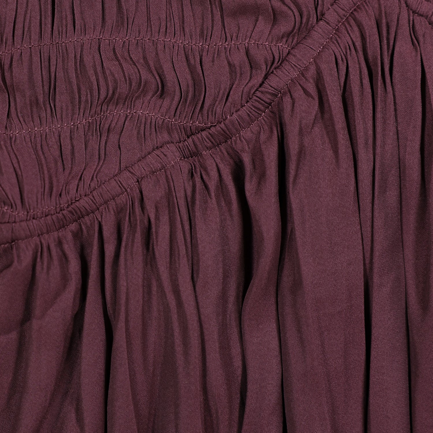 Deep Maroon V-Neck Ruched Long Sleeve Dress